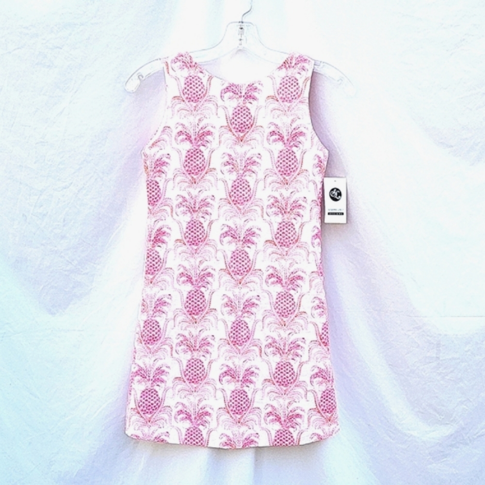 NWT Girl's Susanne Lively Designs dress, sleeveless,pink pineapple design,sz 16